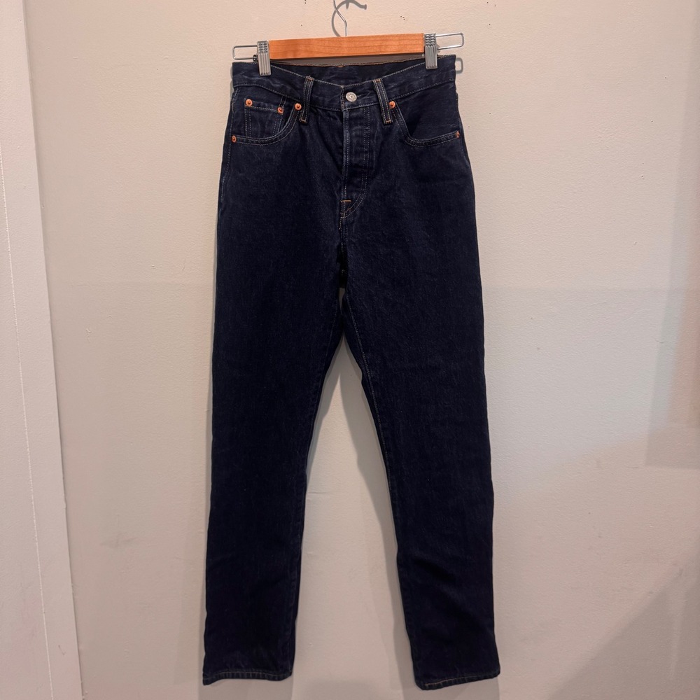 Levis Dark Wash 501 Original Straight Leg Jeans Classic Denim High Rise | 25